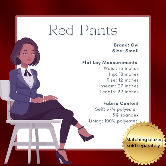 Cranberry Satin Dress Pants, Small - Picture 2 of 14
